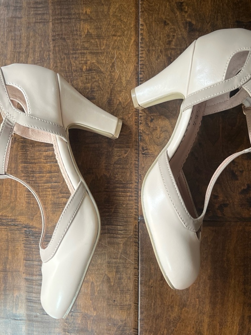 Journee Collection Olina beige two-tone retro vintage style Mary Jane’s Sz. 8 - Picture 3 of 6